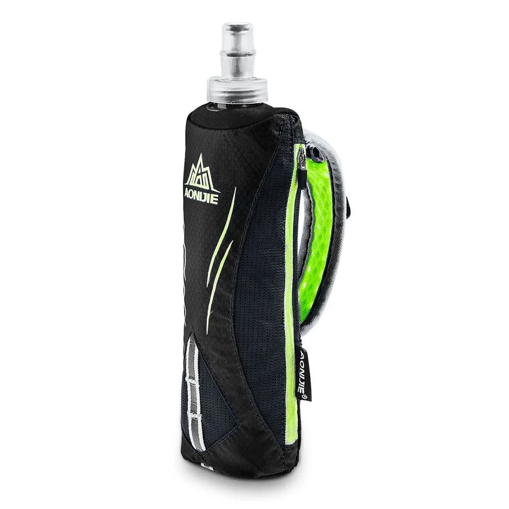 AONIJIE Quick Grip Handheld Soft Water Bottle 500ml | Lightweight Hydration Pack for Running — Black