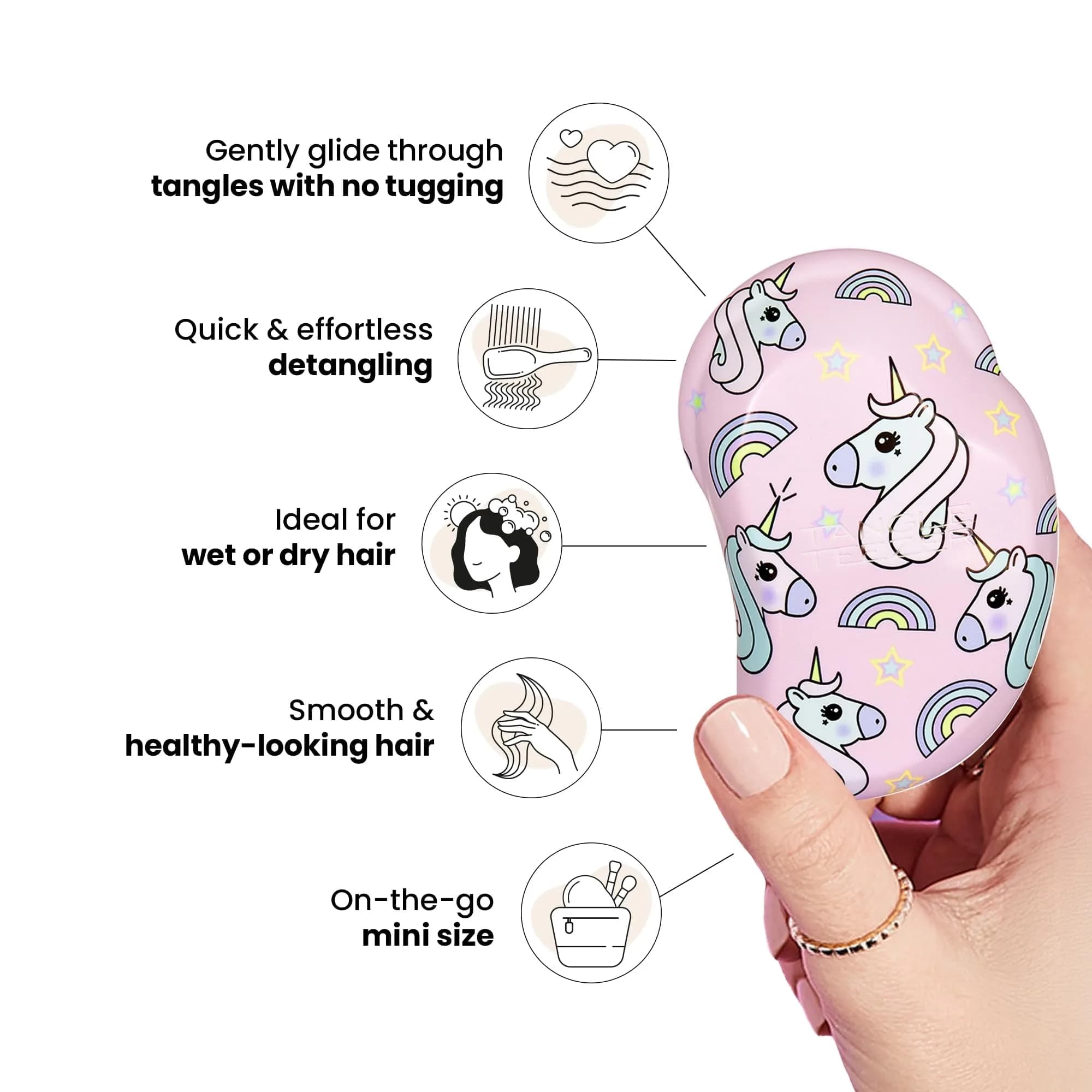 Tangle Teezer Original Detangler Mini Hair Brush for Kids, Unicorn Magic | Detangles Wet or Dry Hair - view 5