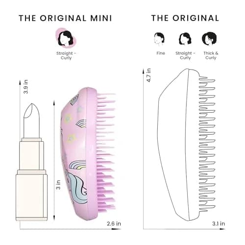 Tangle Teezer Original Detangler Mini Hair Brush for Kids, Unicorn Magic | Detangles Wet or Dry Hair thumbnail 8
