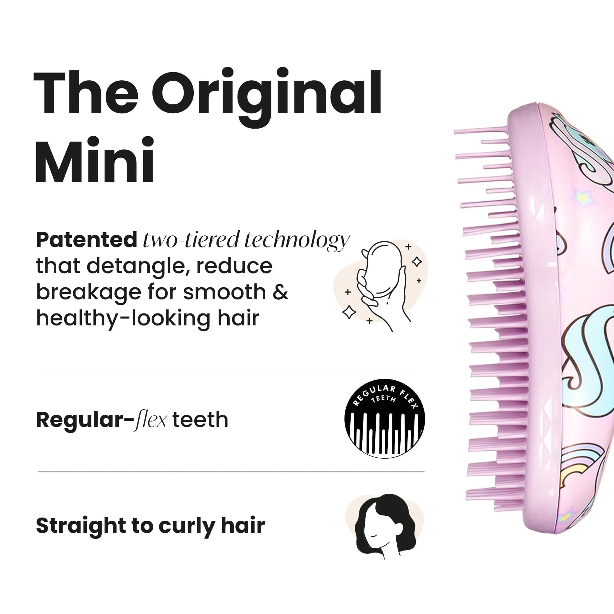Tangle Teezer Original Detangler Mini Hair Brush for Kids, Unicorn Magic | Detangles Wet or Dry Hair - view 9