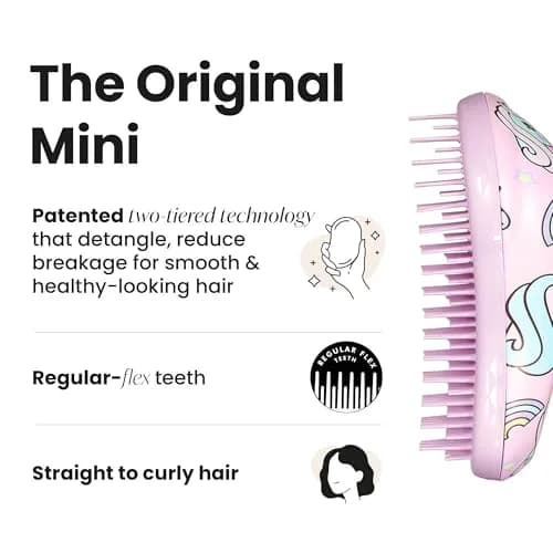 Tangle Teezer Original Detangler Mini Hair Brush for Kids, Unicorn Magic | Detangles Wet or Dry Hair thumbnail 9