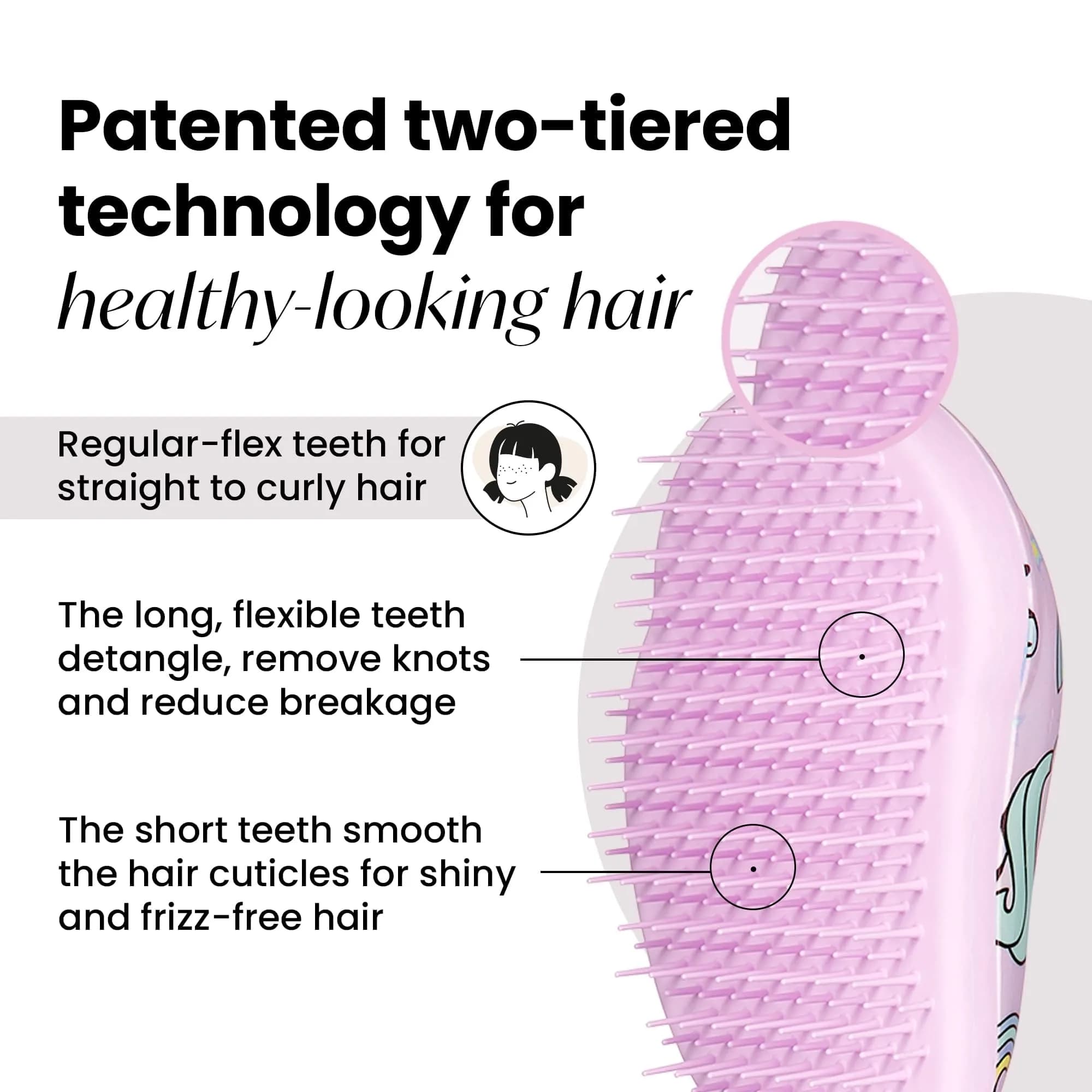 Tangle Teezer Original Detangler Mini Hair Brush for Kids, Unicorn Magic | Detangles Wet or Dry Hair - view 3
