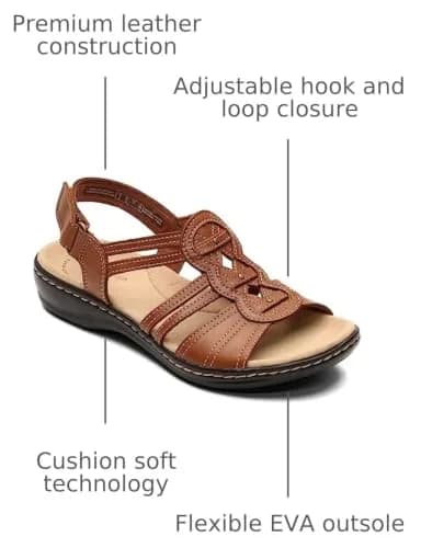 Clarks Leisa Janna Sandal Full Grain Leather 6.5 US | Cushioned Comfort with Impact Support thumbnail 2