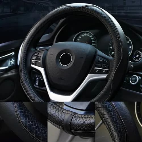 Valleycomfy Genuine Leather Steering Wheel Cover 15.75 inch | Heavy Duty, Soft & Safe thumbnail 2