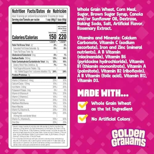 Golden Grahams Breakfast Cereal Whole Grain Giant Size 27.6 oz (782 g) | Nostalgic Graham Cracker Taste thumbnail 2