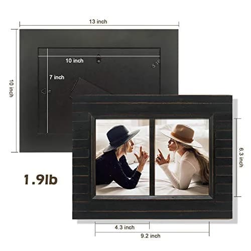 Eosglac 5x7 Collage Picture Frame Distressed Black | Rustic 2-Opening Wall & Tabletop Frame thumbnail 5