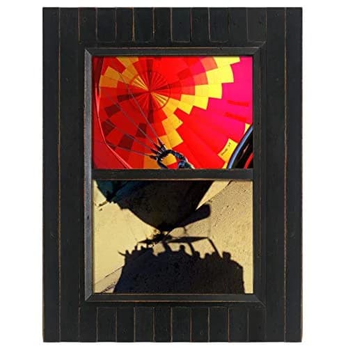 Eosglac 5x7 Collage Picture Frame Distressed Black | Rustic 2-Opening Wall & Tabletop Frame thumbnail 2