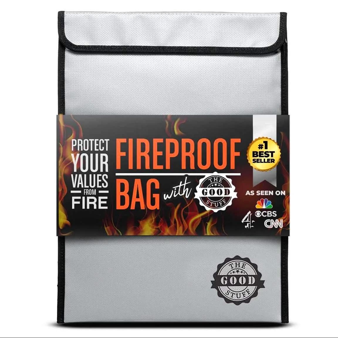 The Good Stuff Fireproof Document Bag 38cm x 28cm (15" x 11") | Protects Valuables from Fire & Water — Legal