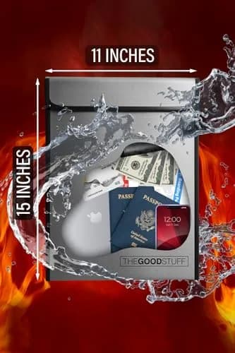 The Good Stuff Fireproof Document Bag 38cm x 28cm (15" x 11") | Protects Valuables from Fire & Water thumbnail 2