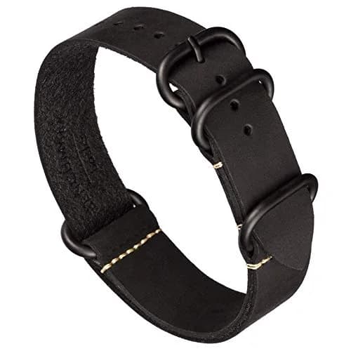 Benchmark Basics Leather Watch Band - Crazy Horse Oiled Leather 20mm | Slip-Through, Rustic Finish thumbnail 1