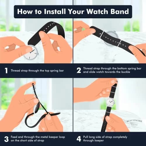 Benchmark Basics Leather Watch Band - Crazy Horse Oiled Leather 20mm | Slip-Through, Rustic Finish thumbnail 6