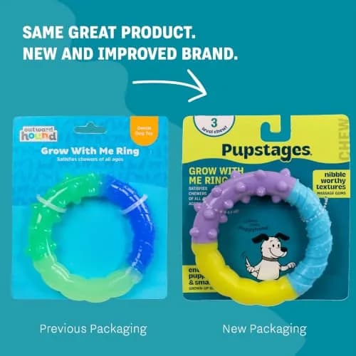 Pupstages Grow-With-Me Ring Dental Dog Chew Toy, 4.7" | Floats & Bounces, Soothes Gums thumbnail 7