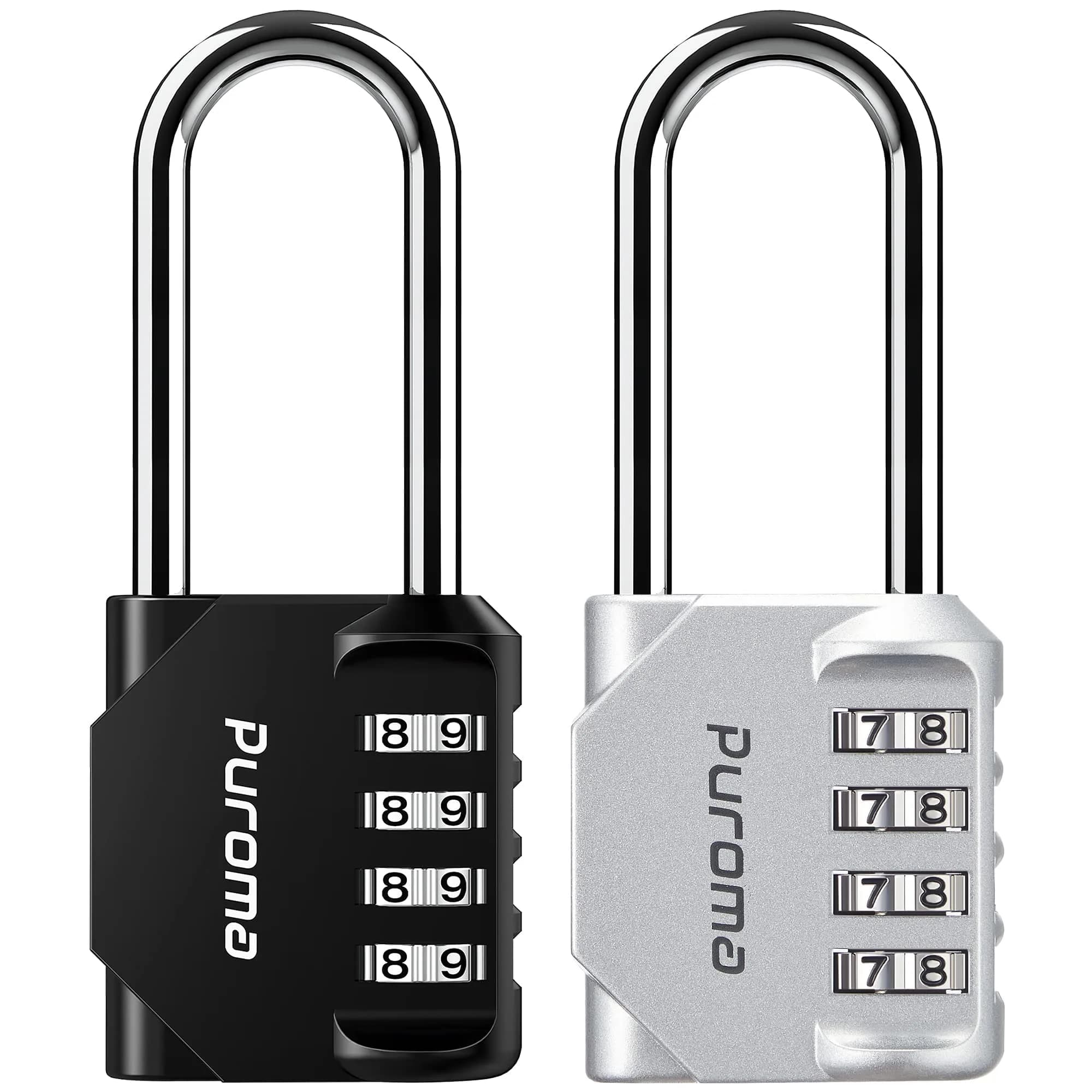 Puroma Silver & Black 4 Digit Combination Lock 2.6 Inch | Durable, Resettable & Waterproof