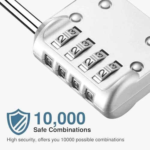 Puroma Silver & Black 4 Digit Combination Lock 2.6 Inch | Durable, Resettable & Waterproof thumbnail 3