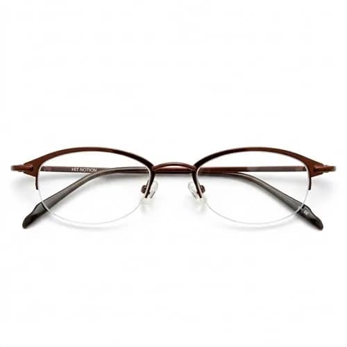 Hit Notion Oval Semi-Rimless Eyeglass Frames Cocoa 46mm (1.81in) | Lightweight Monel Metal Prescription Ready thumbnail 1