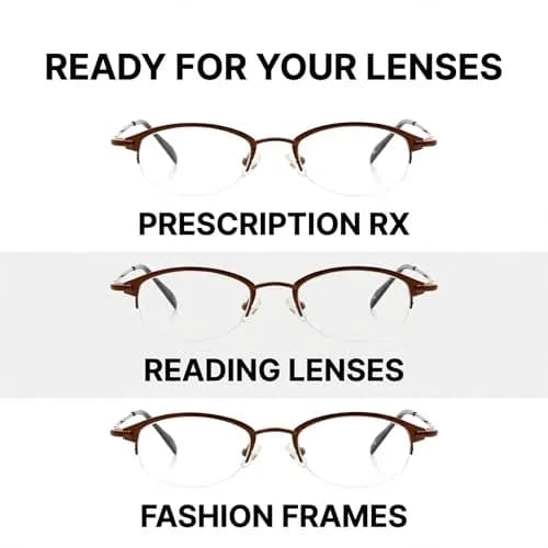 Hit Notion Oval Semi-Rimless Eyeglass Frames Cocoa 46mm (1.81in) | Lightweight Monel Metal Prescription Ready thumbnail 5