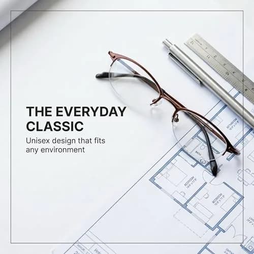 Hit Notion Oval Semi-Rimless Eyeglass Frames Cocoa 46mm (1.81in) | Lightweight Monel Metal Prescription Ready thumbnail 6