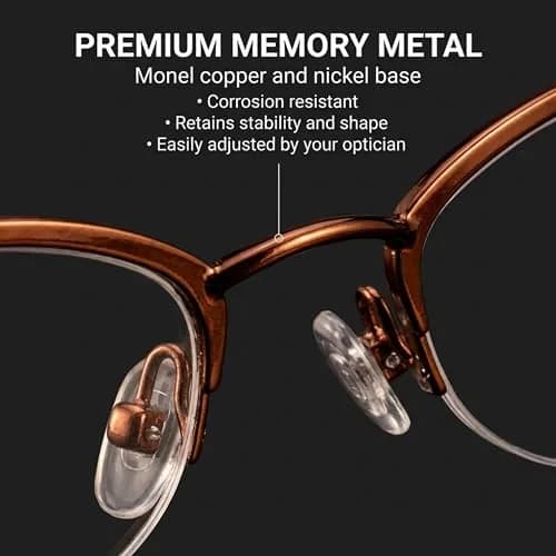 Hit Notion Oval Semi-Rimless Eyeglass Frames Cocoa 46mm (1.81in) | Lightweight Monel Metal Prescription Ready thumbnail 3