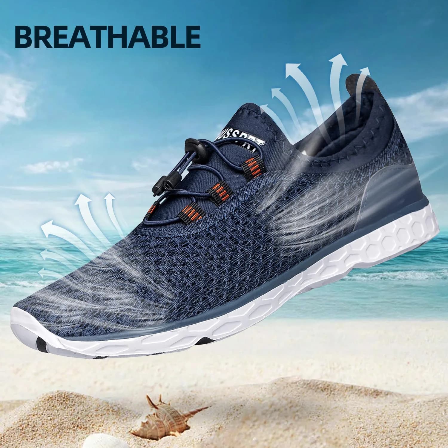 DOUSSPRT Men's Water Shoes Quick Dry for Beach Swim Pool Fishing Blue | Breathable Mesh & Open Design thumbnail 5