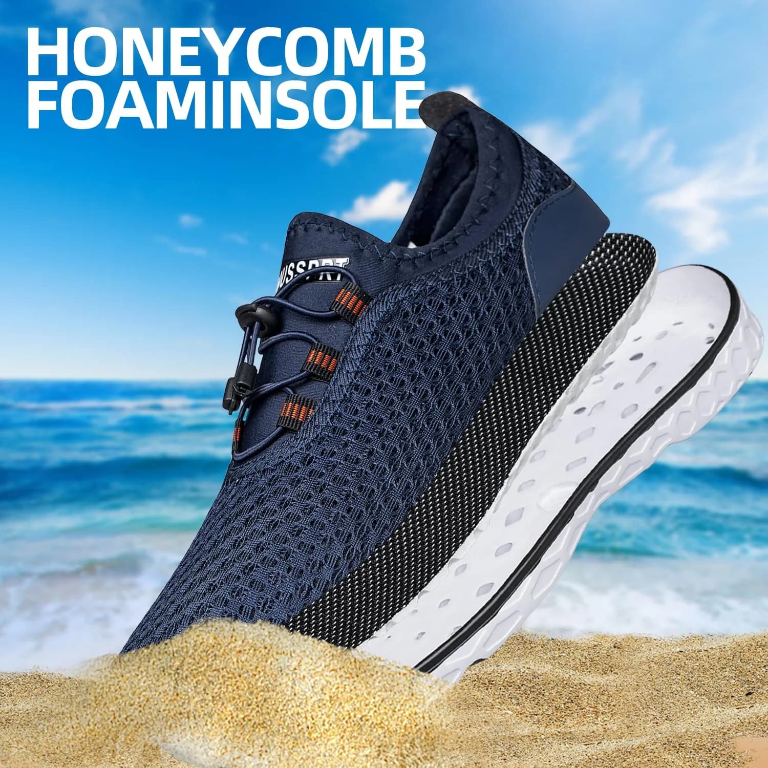 DOUSSPRT Men's Water Shoes Quick Dry for Beach Swim Pool Fishing Blue | Breathable Mesh & Open Design thumbnail 6
