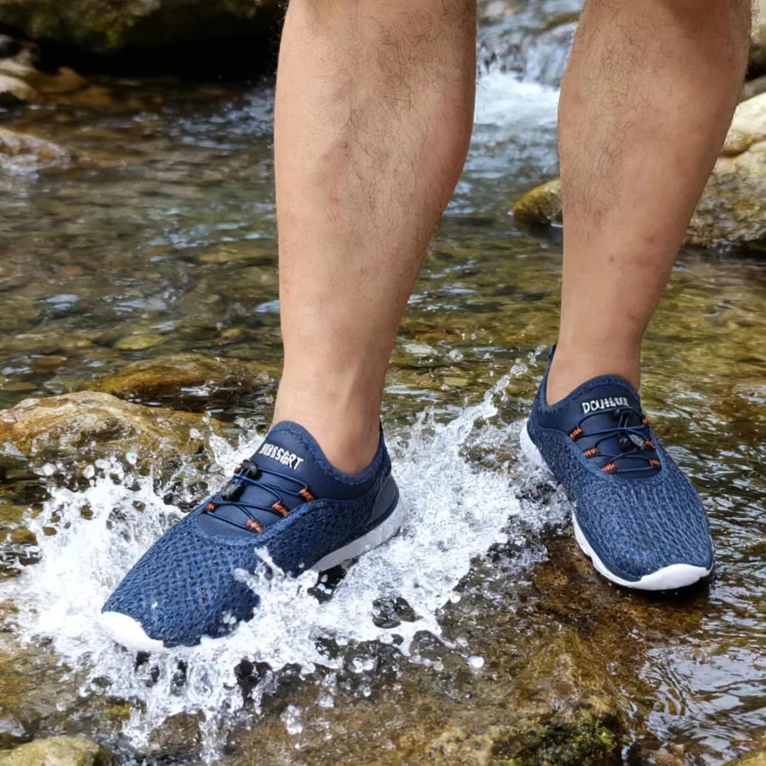 DOUSSPRT Men's Water Shoes Quick Dry for Beach Swim Pool Fishing Blue | Breathable Mesh & Open Design thumbnail 2