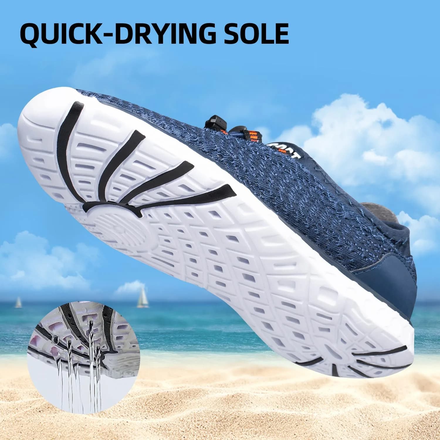 DOUSSPRT Men's Water Shoes Quick Dry for Beach Swim Pool Fishing Blue | Breathable Mesh & Open Design thumbnail 4