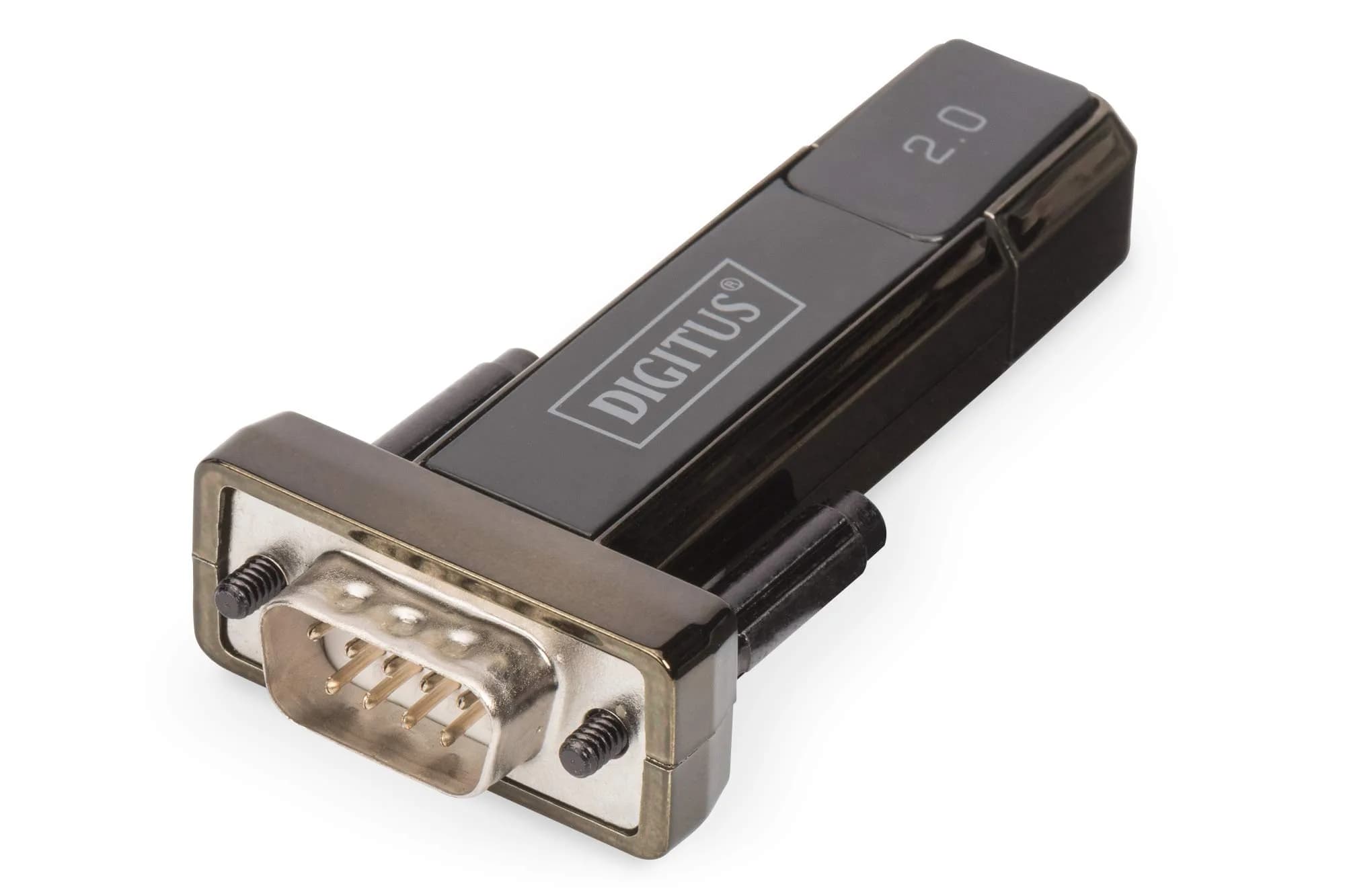 DIGITUS USB to Serial Adapter - RS232 Converter - USB 2.0 Type A to DSUB 9M - PL2303GT Chipset - Includes 80 cm Cable | Data exchange between PC and serial peripherals — black