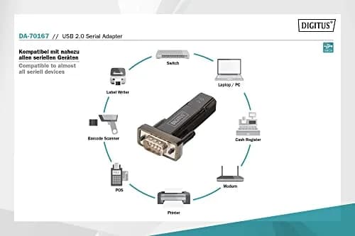 DIGITUS USB to Serial Adapter - RS232 Converter - USB 2.0 Type A to DSUB 9M - PL2303GT Chipset - Includes 80 cm Cable | Data exchange between PC and serial peripherals thumbnail 4