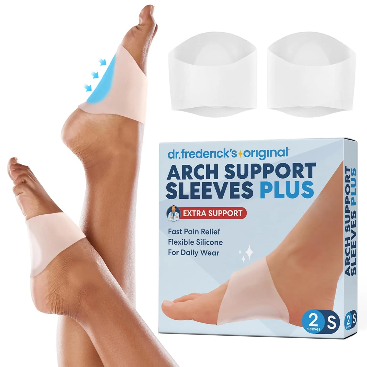 Dr. Frederick's Original Arch Support Sleeves Plus, S/M, 2 ct | Targeted Plantar Fasciitis Relief for All-Day Comfort