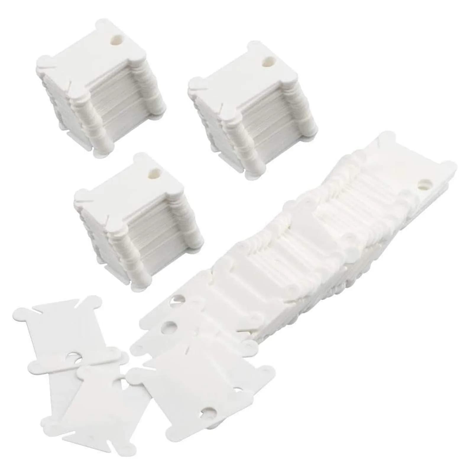MUZHI Embroidery Floss Bobbins 128 pcs | Plastic Thread Organizer for Cross Stitch & Sewing — White