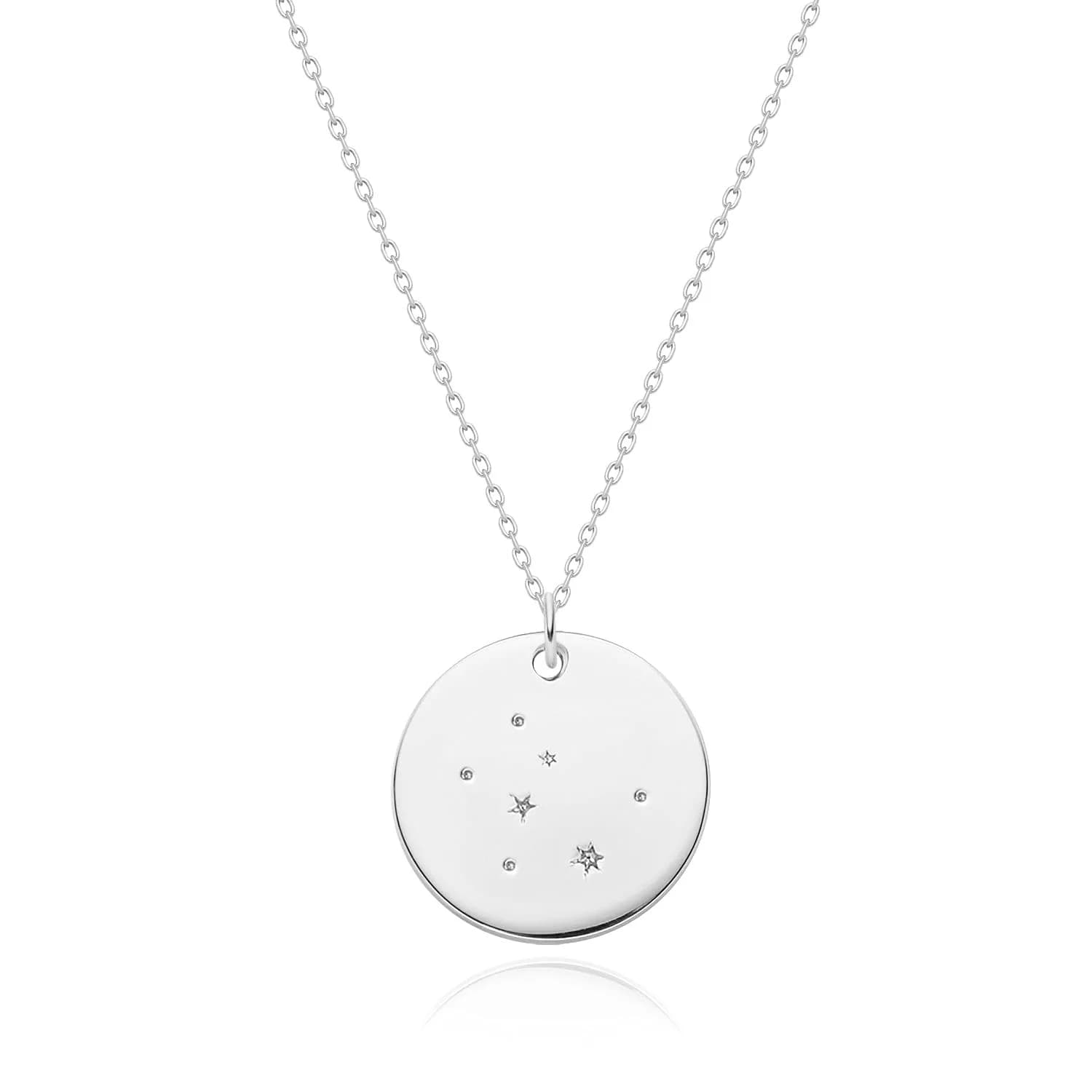 MEVECCO Taurus Zodiac Disc Necklace for Women, Silver Tone | Celestial Minimalist Jewelry