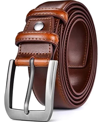 beltox fine Men's Genuine Leather Belt 38mm (1.5") Wide with Silver Prong Buckle | Cut-to-Fit for Waist Sizes 28-58 thumbnail 1