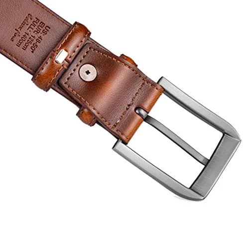 beltox fine Men's Genuine Leather Belt 38mm (1.5") Wide with Silver Prong Buckle | Cut-to-Fit for Waist Sizes 28-58 thumbnail 5