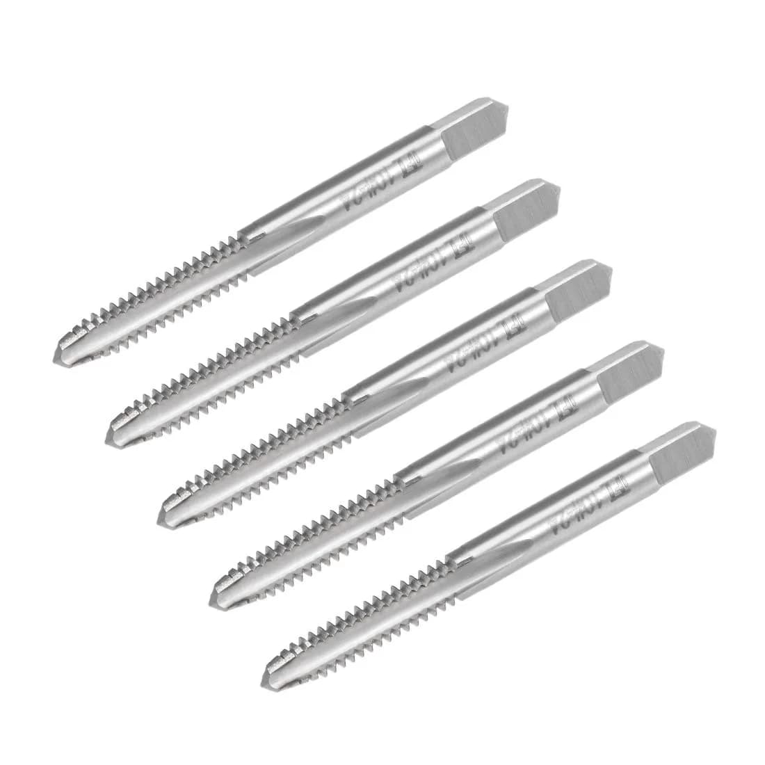uxcell Machine Tap #10-24 UNC Thread 2B Class 3 Flutes High Speed Steel Screw Threading Tap Tapping Tool 5pcs | Rapid Chip Removal & Durable Steel — #10-24 UNC