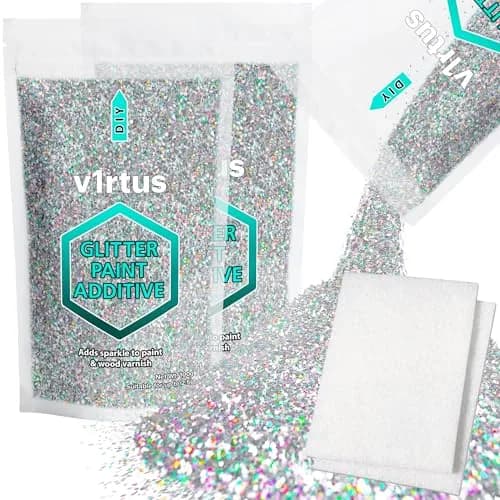 v1rtus Silver Holographic Glitter Paint Additive 200g | Sparkle Wall & Craft Decor thumbnail 1