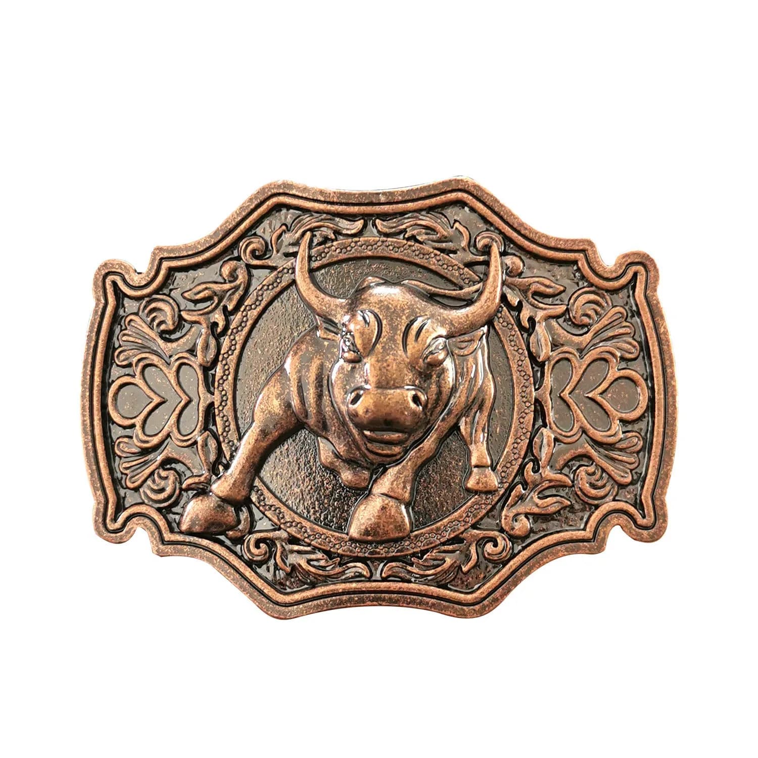 QUKE Rose Gold Long Horn Bull Rodeo Western Cowboy Belt Buckle for Men | 8.5cm (3.3in) — Rose Gold