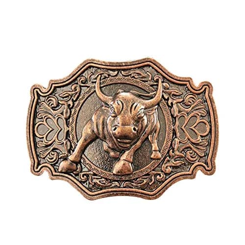 QUKE Rose Gold Long Horn Bull Rodeo Western Cowboy Belt Buckle for Men | 8.5cm (3.3in) thumbnail 1