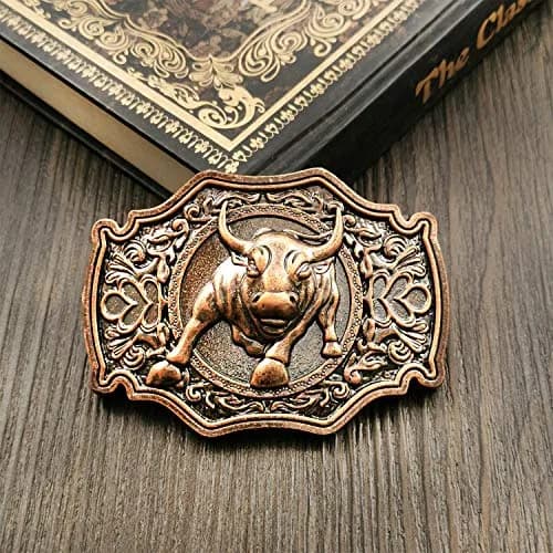 QUKE Rose Gold Long Horn Bull Rodeo Western Cowboy Belt Buckle for Men | 8.5cm (3.3in) thumbnail 3