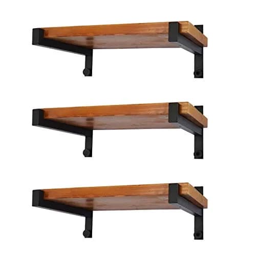 EZYDECOR Heavy Duty Shelf Brackets with Lip 6 Inch Black | Industrial Steel Supports for Wall Mounting thumbnail 1
