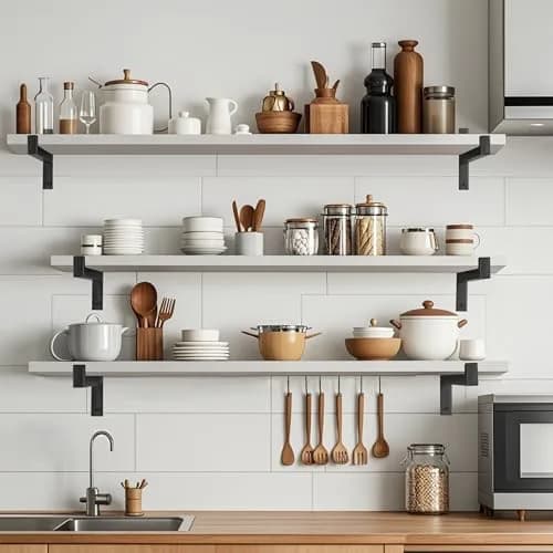 EZYDECOR Heavy Duty Shelf Brackets with Lip 6 Inch Black | Industrial Steel Supports for Wall Mounting thumbnail 8