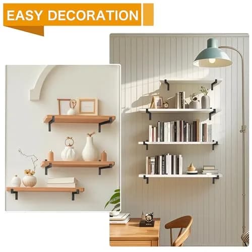 EZYDECOR Heavy Duty Shelf Brackets with Lip 6 Inch Black | Industrial Steel Supports for Wall Mounting thumbnail 9