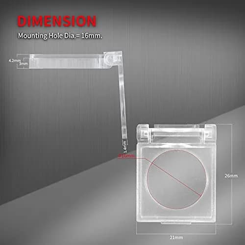 DAIERTEK 16mm Push Button Safety Cover Guard Protector, Transparent White, 2-Pack | Protects Switches from Dust, Water, and Accidental Presses thumbnail 2