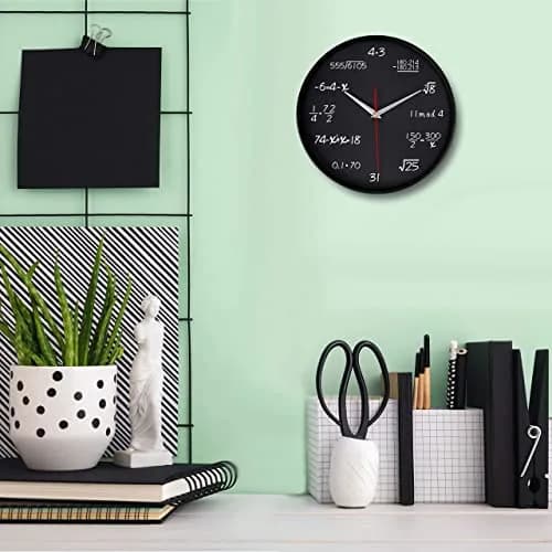 Bernhard Products Math Wall Clock Black 12 Inch Silent Non-Ticking | Unique Gift for Educators & Students thumbnail 3
