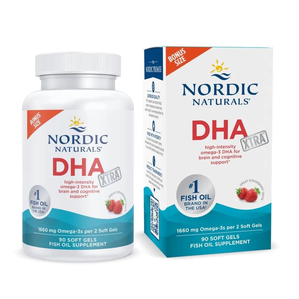Nordic Naturals DHA Xtra Supplement, 1660 mg Omega-3 Fish Oil - 90 Count | Supports Brain & Memory — Softgel