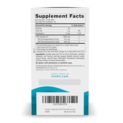 Nordic Naturals DHA Xtra Supplement, 1660 mg Omega-3 Fish Oil - 90 Count | Supports Brain & Memory thumbnail 2