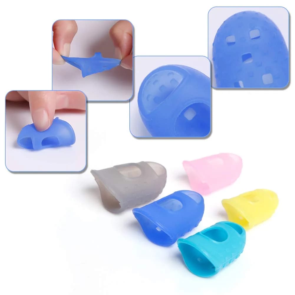 AUGSUN Silicone Guitar Finger Guards 5 Sizes & 5 Celluloid Picks | Pain Relief for Beginners - view 3
