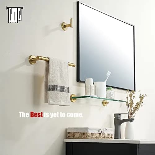 JQK Brushed Gold Towel Holder 12 Inch | Rust-Proof Stainless Steel Wall Mount (70-120 chars) thumbnail 4