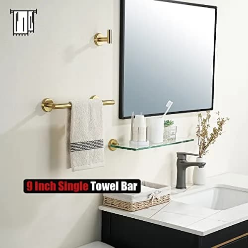 JQK Brushed Gold Towel Holder 12 Inch | Rust-Proof Stainless Steel Wall Mount (70-120 chars) thumbnail 5