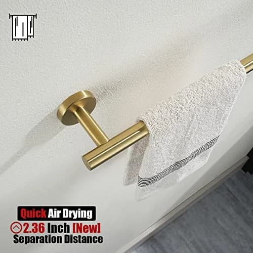JQK Brushed Gold Towel Holder 12 Inch | Rust-Proof Stainless Steel Wall Mount (70-120 chars) thumbnail 6