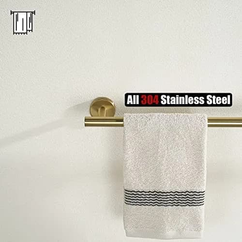 JQK Brushed Gold Towel Holder 12 Inch | Rust-Proof Stainless Steel Wall Mount (70-120 chars) thumbnail 7